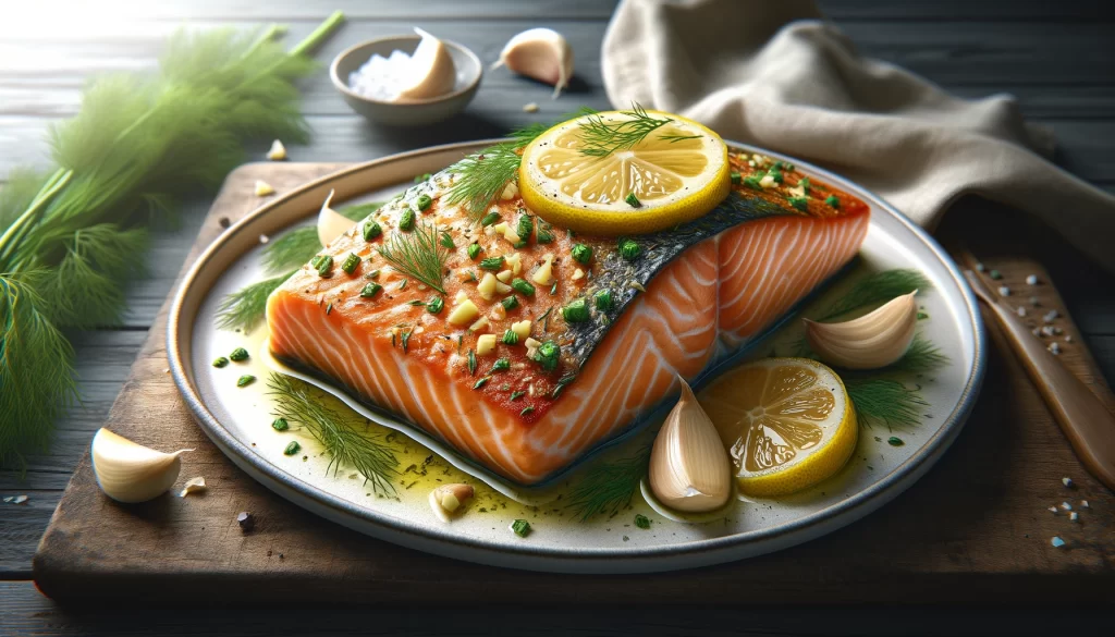 Simple and Elegant Baked Salmon with Garlic and Dill